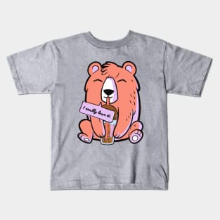 Bear Loves Bubble Tea Kids T-Shirt